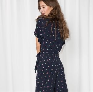 & Other Stories Tropical Print Wrap Jumpsuit